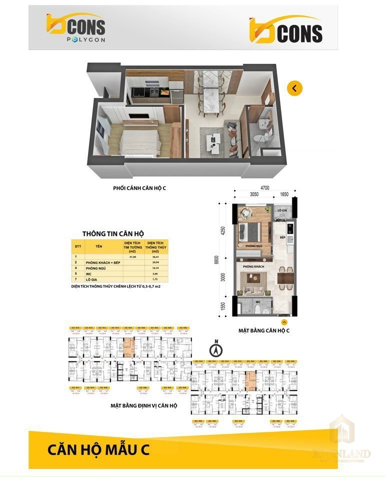 Mẫu thiết kế chi tiết căn hộ bcons Polygon