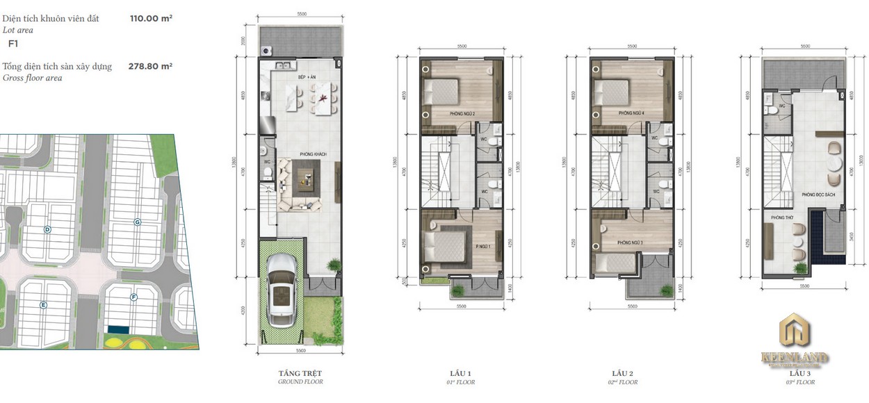 Thiết kế nhà phố Merosa Park diện tích 5x22m