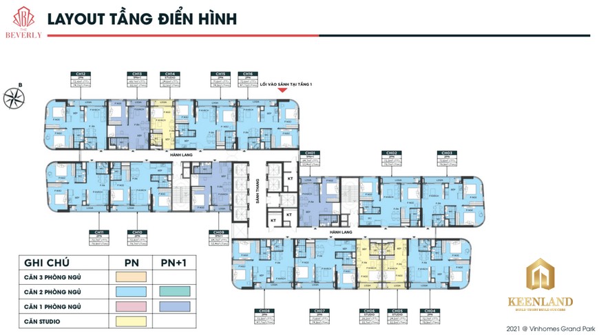 Mặt bằng tầng điển hình The Beverly Vinhomes