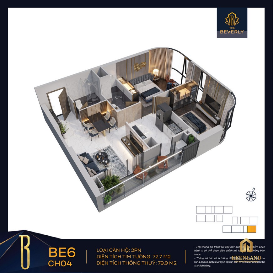 Thiết kế căn hộ 2PN The Beverly Vinhomes Grand Park Quận 9