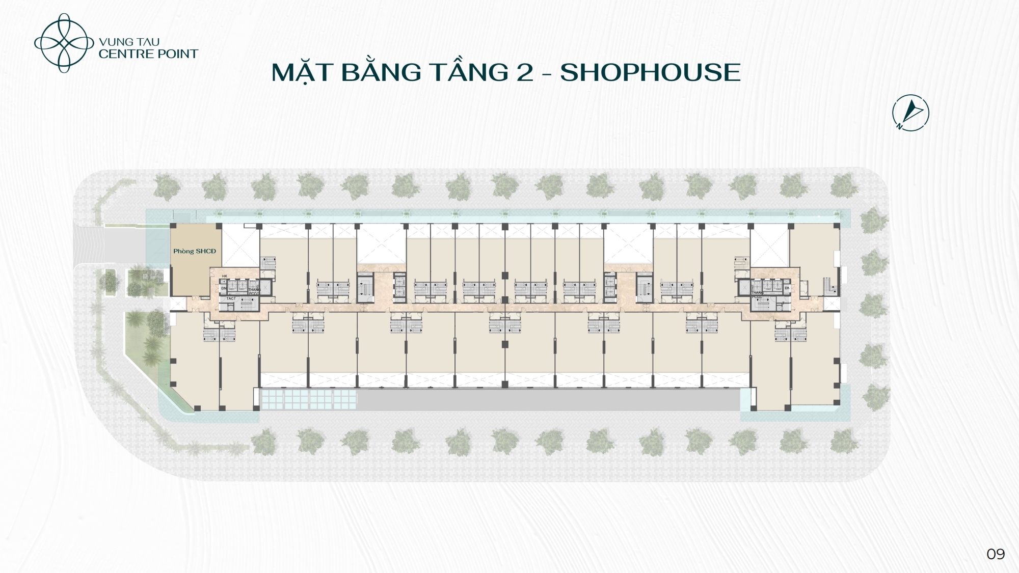 Mặt bằng tầng 2 shophouse dự án căn hộ Vũng Tàu Centre Point