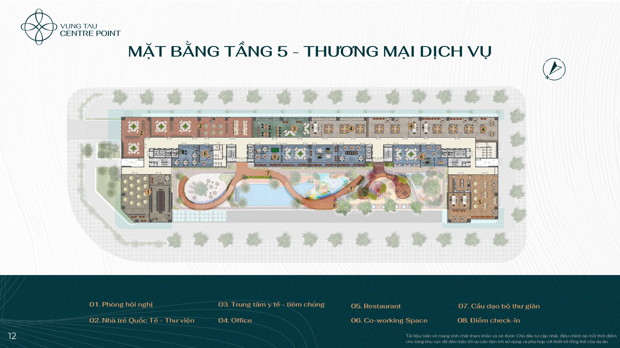 Mặt bằng tầng 5 Thương mại dịch vụ tại dự án căn hộ Vũng Tàu Centre Point