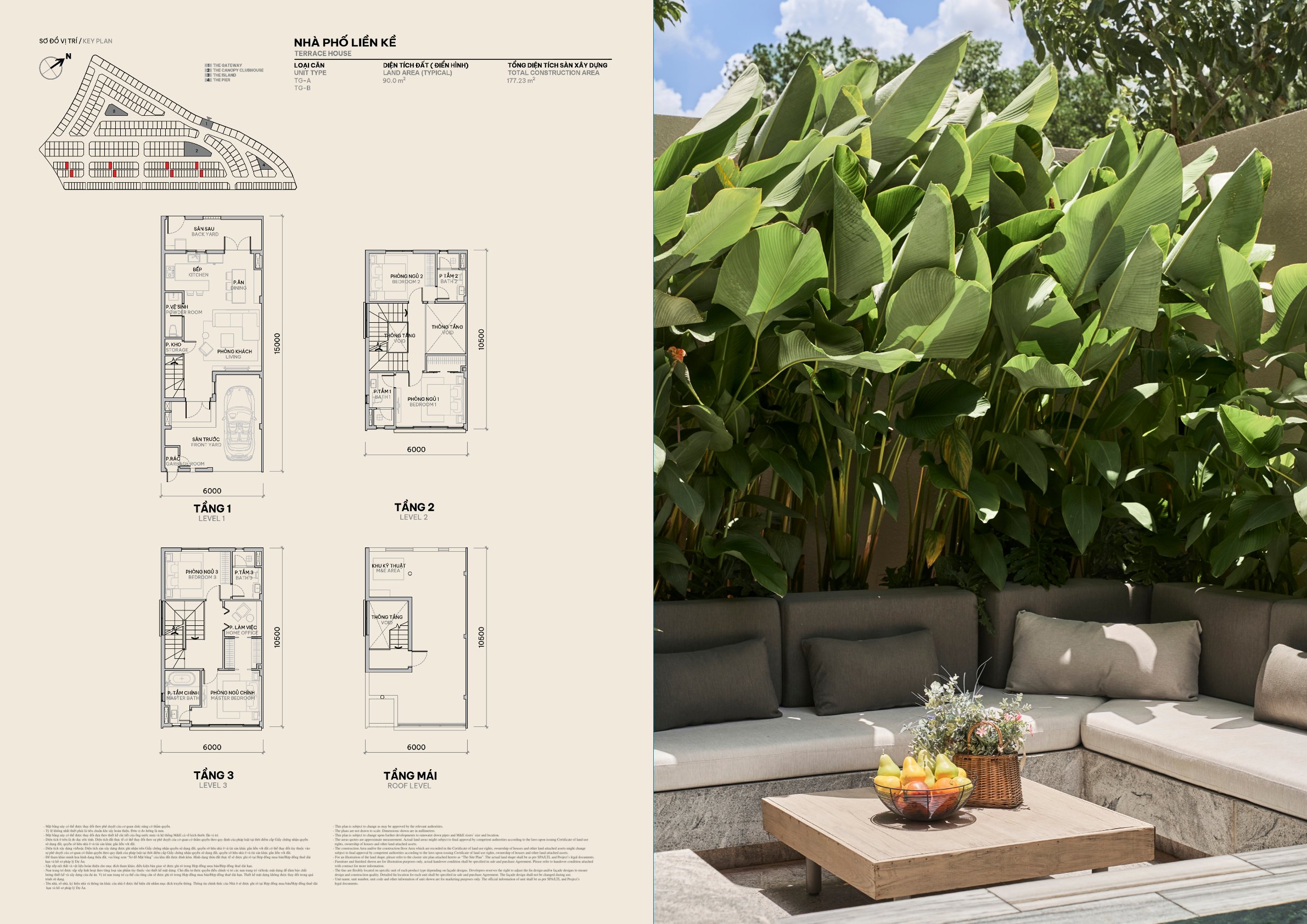 Vị trí và thiết kế bên trong nhà phố liền kề The Orchard - Sycamore Bình Dương