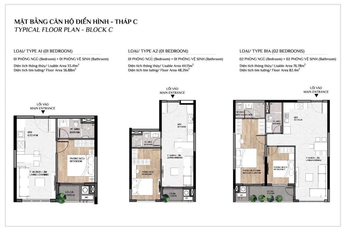 Mặt bằng căn hộ điển hình tháp C